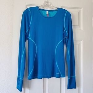 Moving Comfort Medium Teal Blue Soft Long Sleeve Yoga Gym Athletic Top SMALL